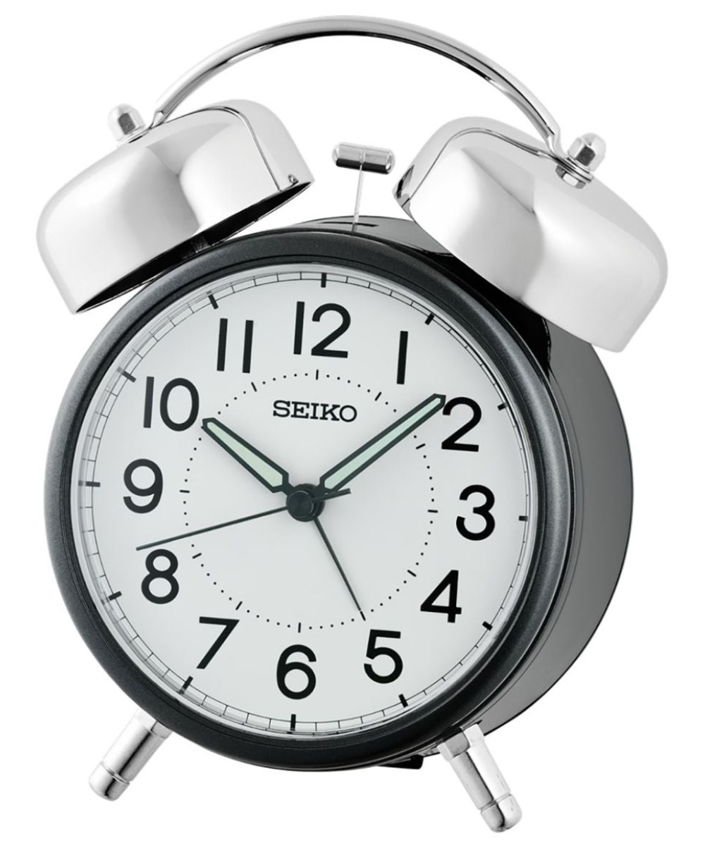 Budzik Seiko QHK063K – Klasyczny alarm mechaniczny w eleganckim czarnym kolorze