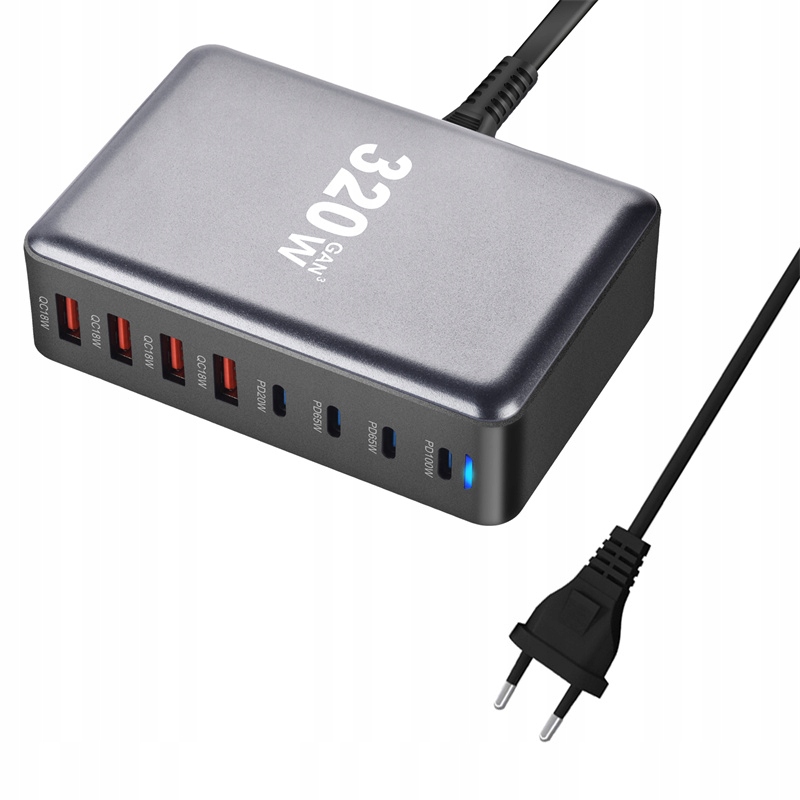 Ładowarka sieciowa USB-C szybka do telefonu Kostka Quick Charge 3.0 320W – Nowoczesne zasilanie dla Twoich urządzeń