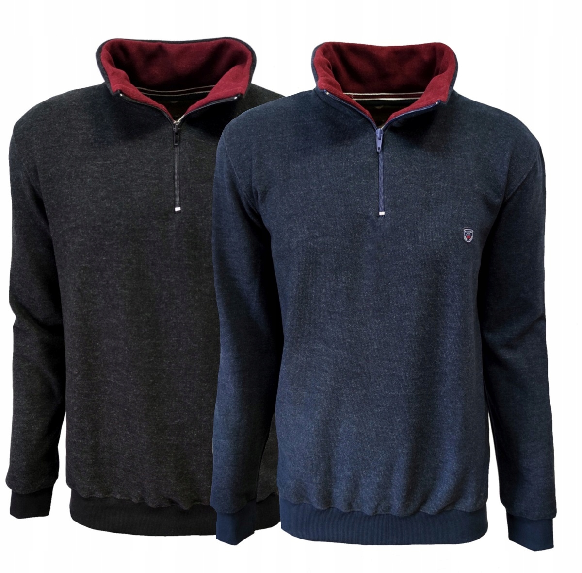 Bluza męska sportowa granatowa suwak 4XL BASTION Wzór dominujący inny wzór