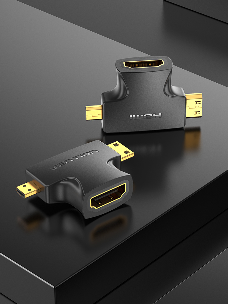 Adapter 2w1 HDMI - Micro/Mini HDMI Vention AGFB0 (czarny) – Wszechstronność w Twoich rękach
