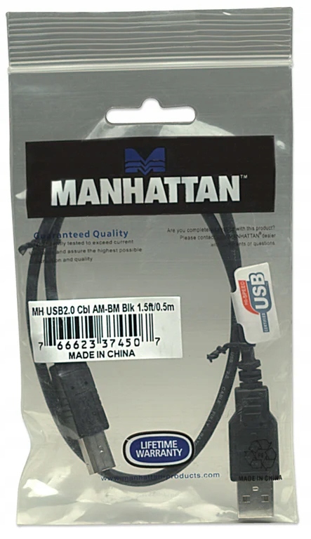 Manhattan 374507 – Kabel USB 0,5 m USB 2.0 A M/B M Czarny