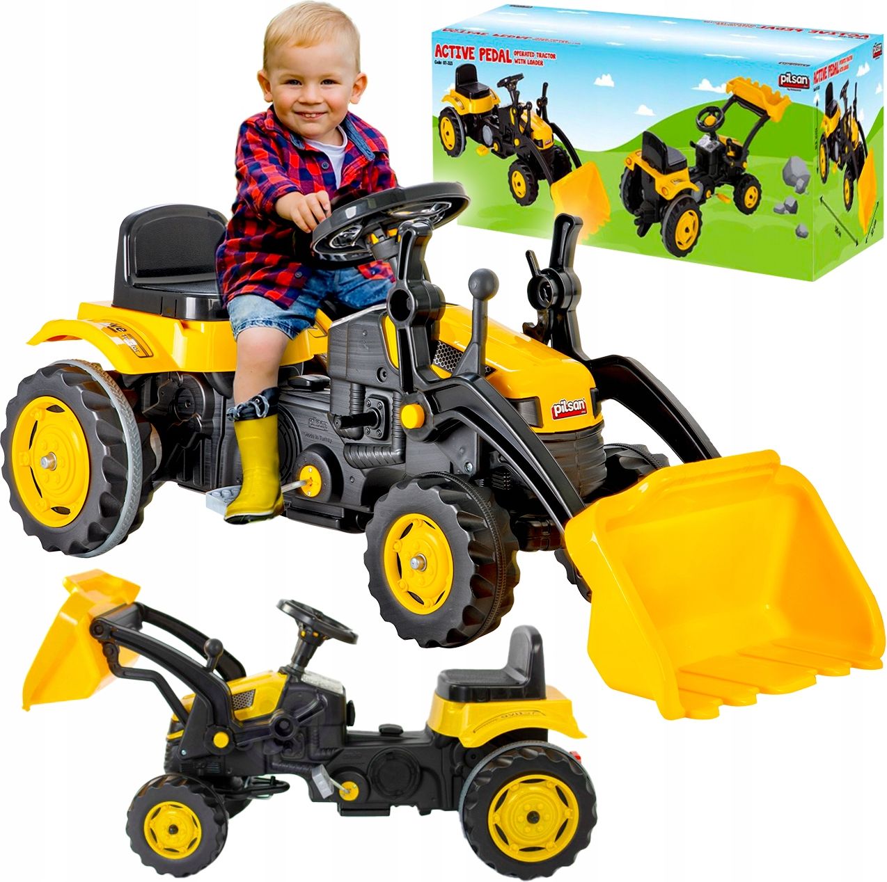 TRAKTOR KOPARKA Z ŁYŻKĄ PEDAŁY KIEROWNICĄ JEŹDZIK