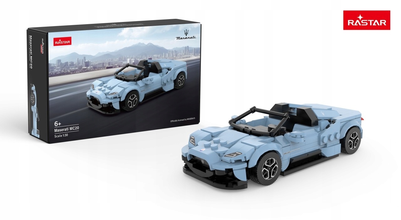 Autko 1:30 Maserati MC20 Klocki Niebieski RASTAR – Idealna zabawa dla dzieci