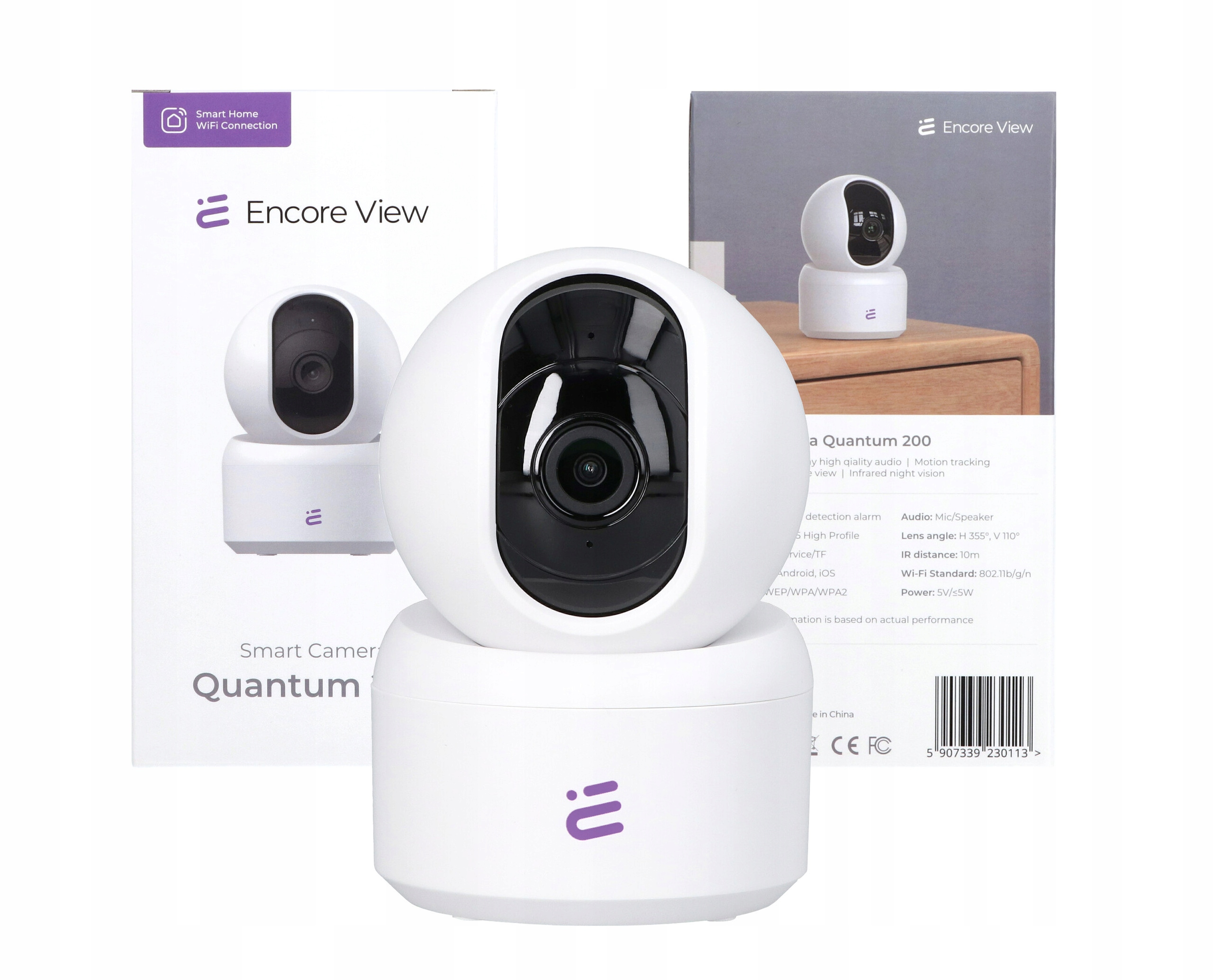 Nowa inteligentna kamera domowa WiFi PTZ 4Mpx SHD 3x Zoom IR night vision USB-C Quantum 200 Encore View – Bezpieczeństwo w Twoim domu