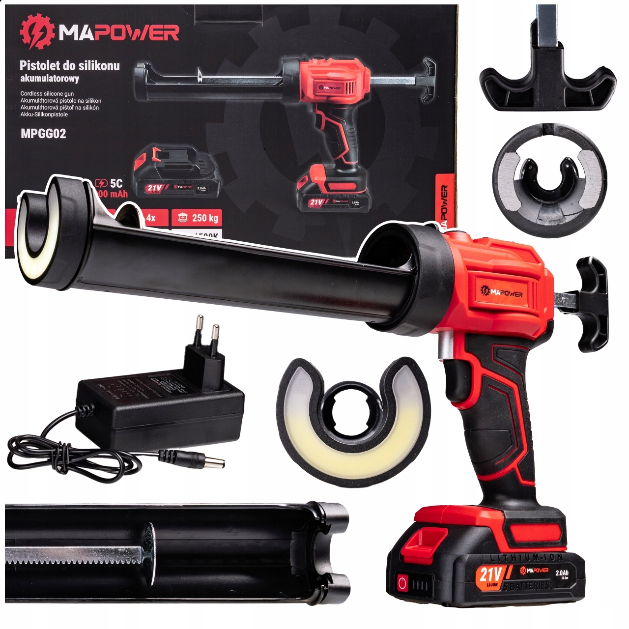 PISTOLET DO SILIKONU AKUMULATOROWY WYCISKACZ DO KLEJU MAS 2.0 AH MAPOWER – Idealne narzędzie do precyzyjnego wyciskania