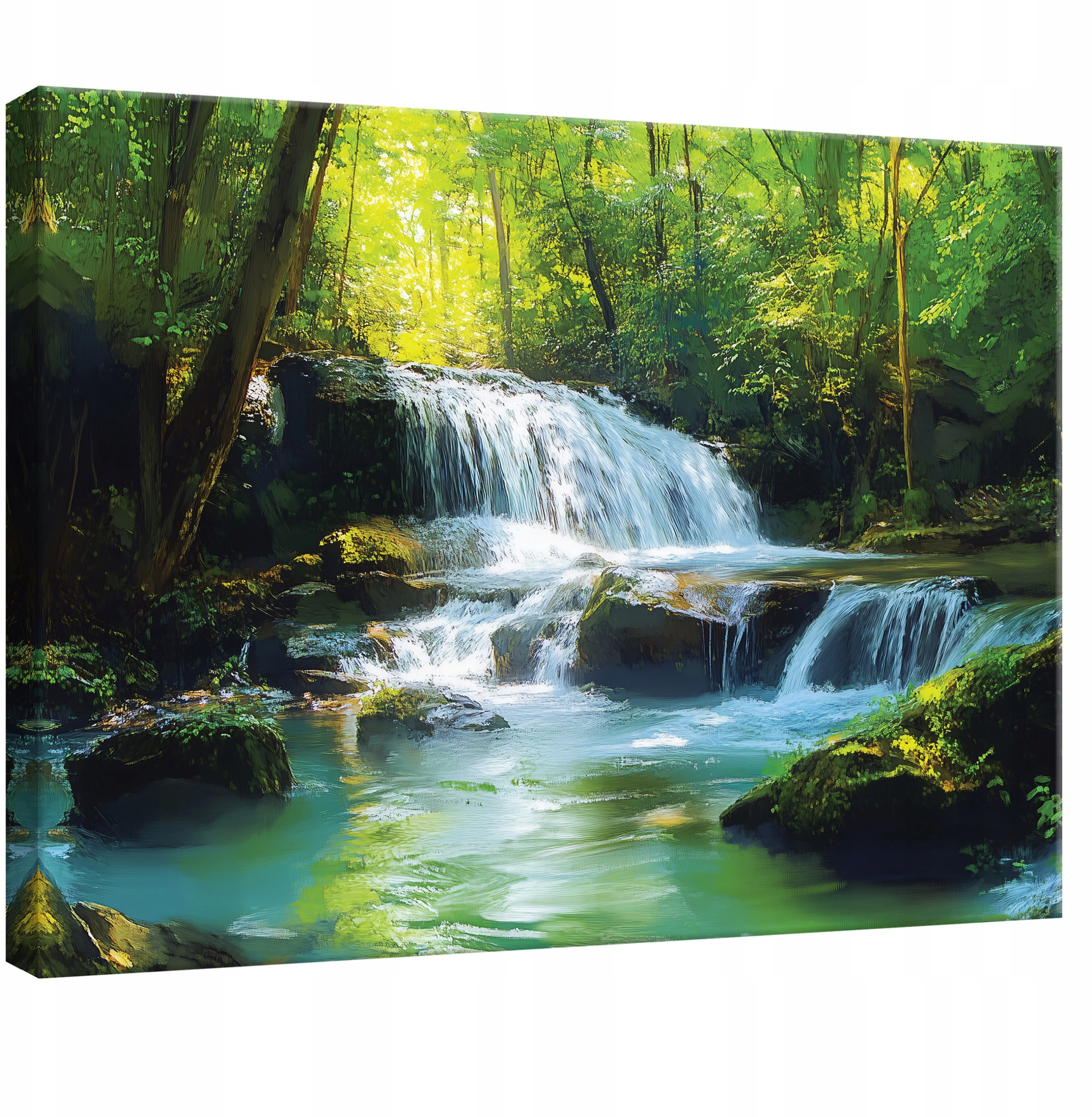 Obraz na Płótnie Ścianę Wodospad Natura do Sypialni Salonu Kuchni 120x80 – Idealna dekoracja do Twojego wnętrza