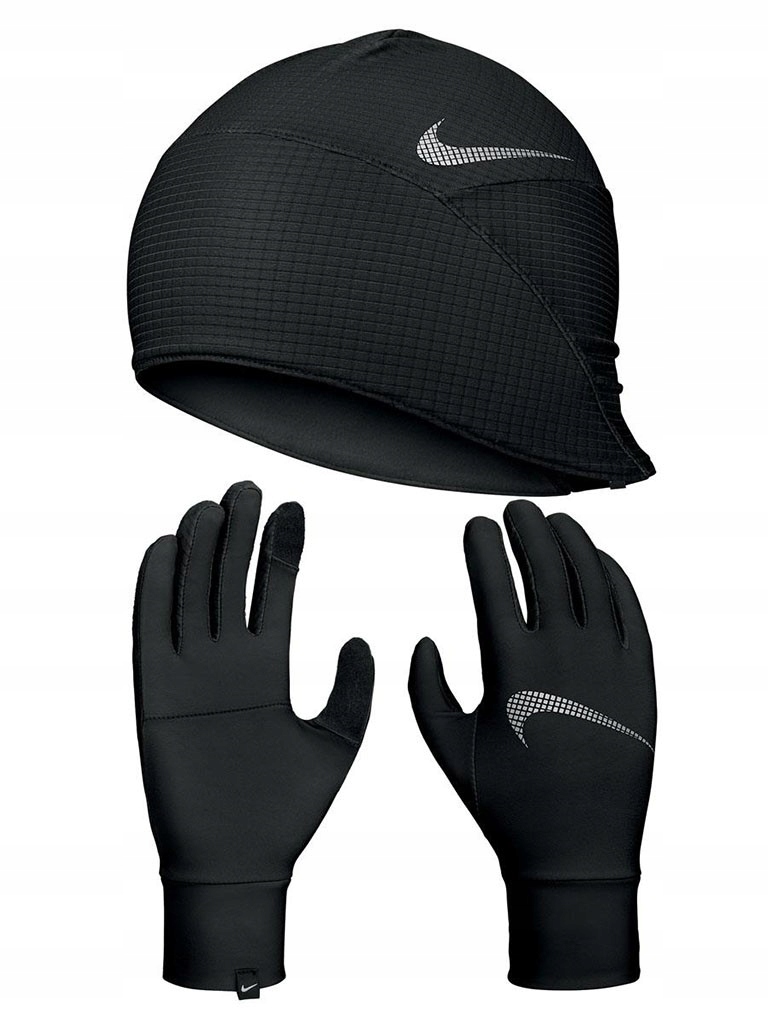 Zestaw czapka i rękawiczki Nike Wmns Essential Running Hat-Glove Set Czarne XS/S