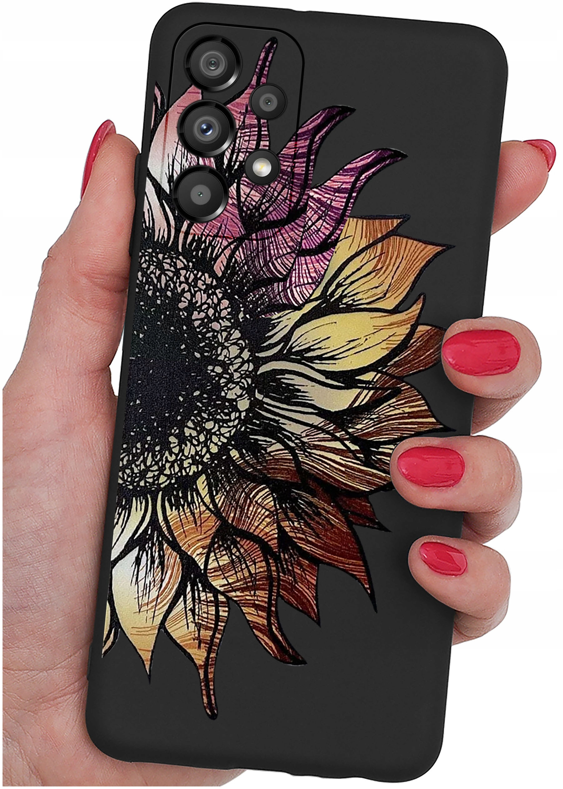 Żywe kolory i atrakcyjny nadruk na czarnym tle