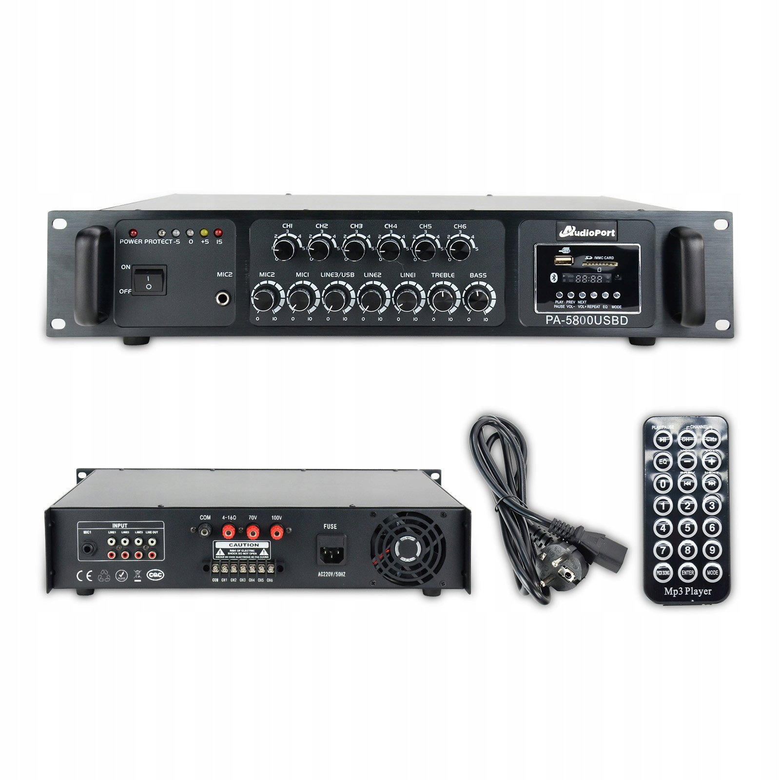 Wzmacniacz audio 6-strefowy 800W/100V PA-5800 Audioport – Profesjonalne nagłośnienie