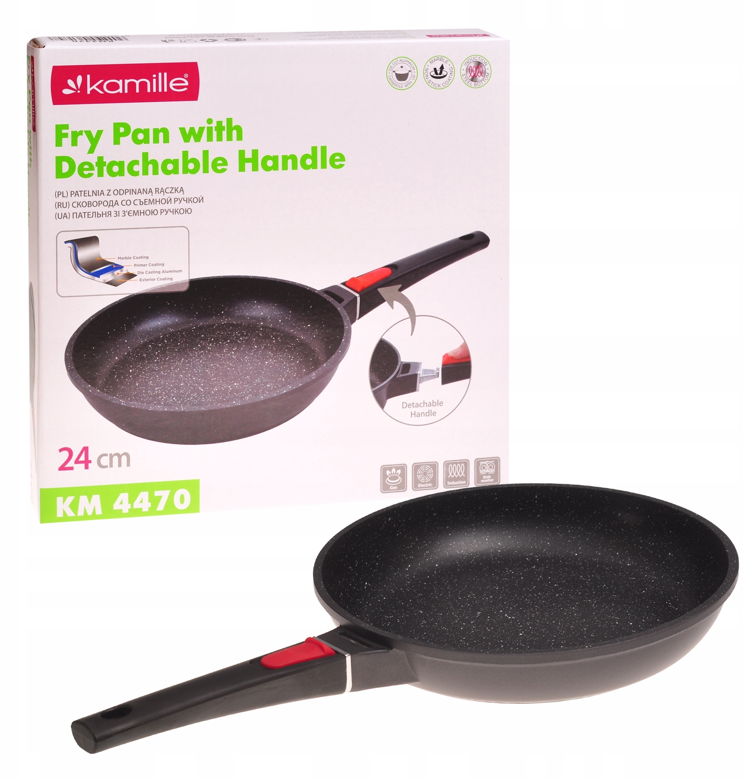 Panna 24 cm z uchwytem do zdejmowania KAMILLE 4470 – Idealna do każdej kuchni