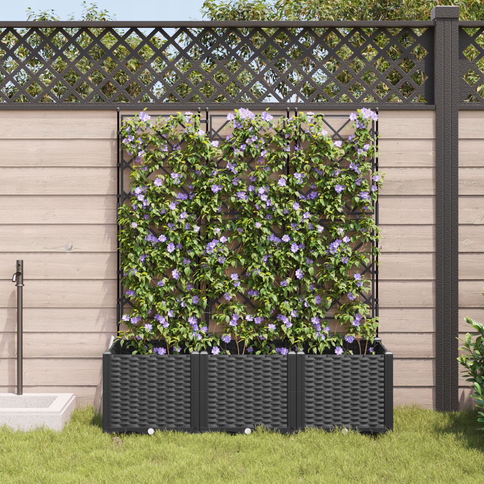 Donice ogrodowe Czarny Plastik 120 x 40 x 143 cm – Styl i funkcjonalność w Twoim ogrodzie
