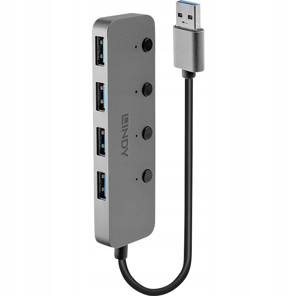 Hub USB 3.0 On/Off Switches 4 Port szary – Wydajność i wygoda w jednym