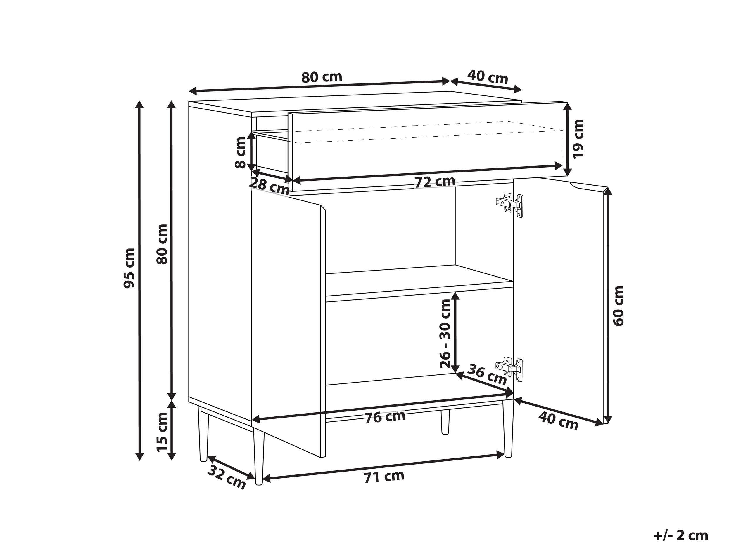 Wysokie metalowe nóżki dla lepszej stabilności