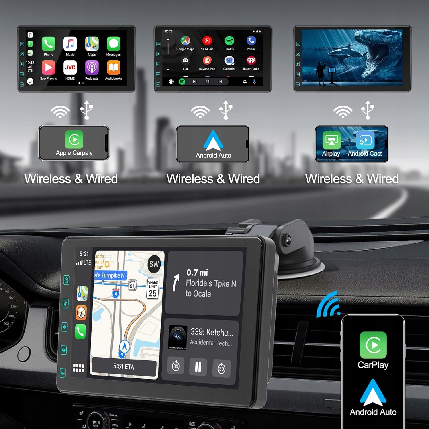 Ulepszona łączność z Apple CarPlay i Android Auto