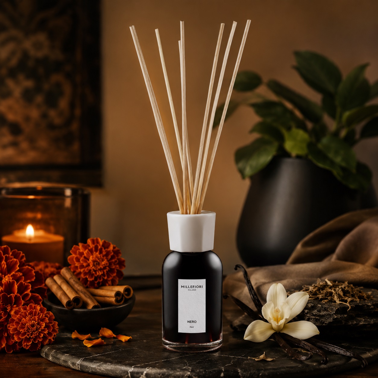 Dyfuzor pałeczki zapachowe Millefiori Milano Nero 250ml – Elegancja i aromat w Twoim wnętrzu