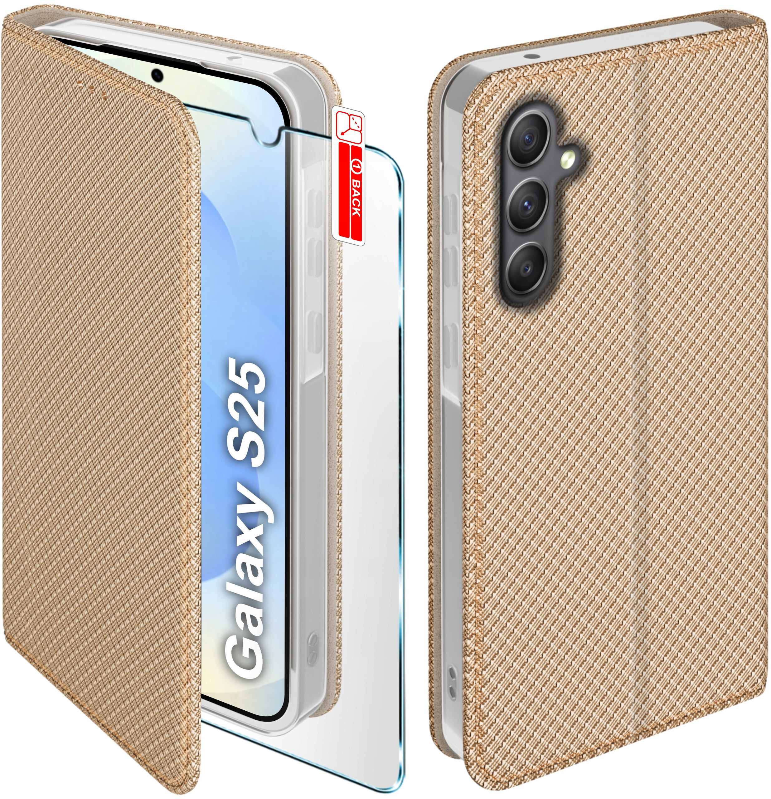Etui z klapką do Samsung Galaxy S25 – Elegancka ochrona w złotym kolorze
