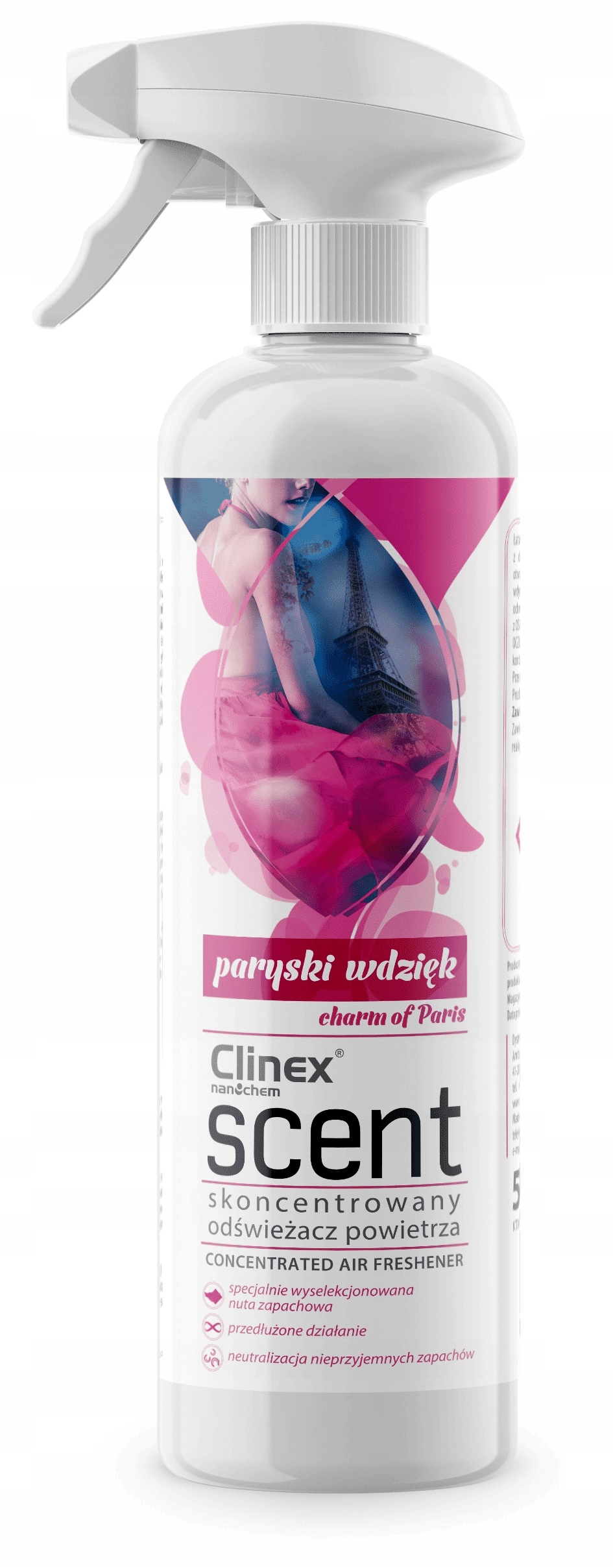 Clinex Scent - Skoncentrowany odświeżacz powietrza Paryski Wdzięk 500ML