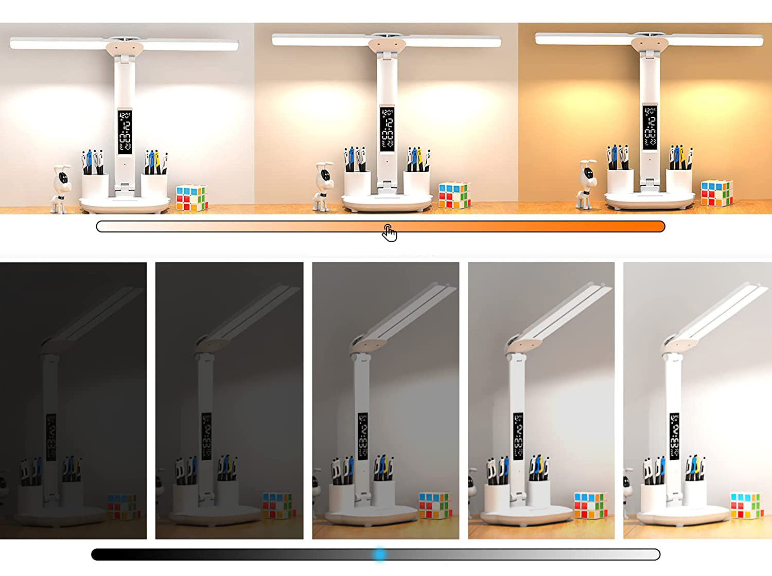 Zestaw zawiera: lampkę, przewód USB i przyborniki