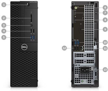 Komputer stacjonarny OptiPlex 3050 w obudowie typu SFF — porty i gniazda