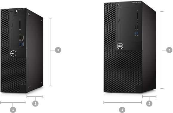 Komputer stacjonarny OptiPlex 3050 — wymiary i masa