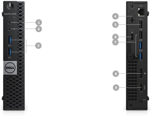 komputer stacjonarny OptiPlex 3040m — Porty i gniazda