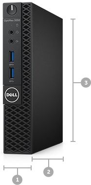 Optiplex 3050 w obudowie typu micro — Wymiary
