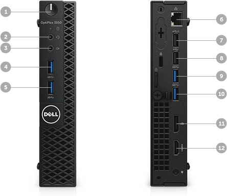 optiplex 3050 w obudowie typu micro — porty i gniazda
