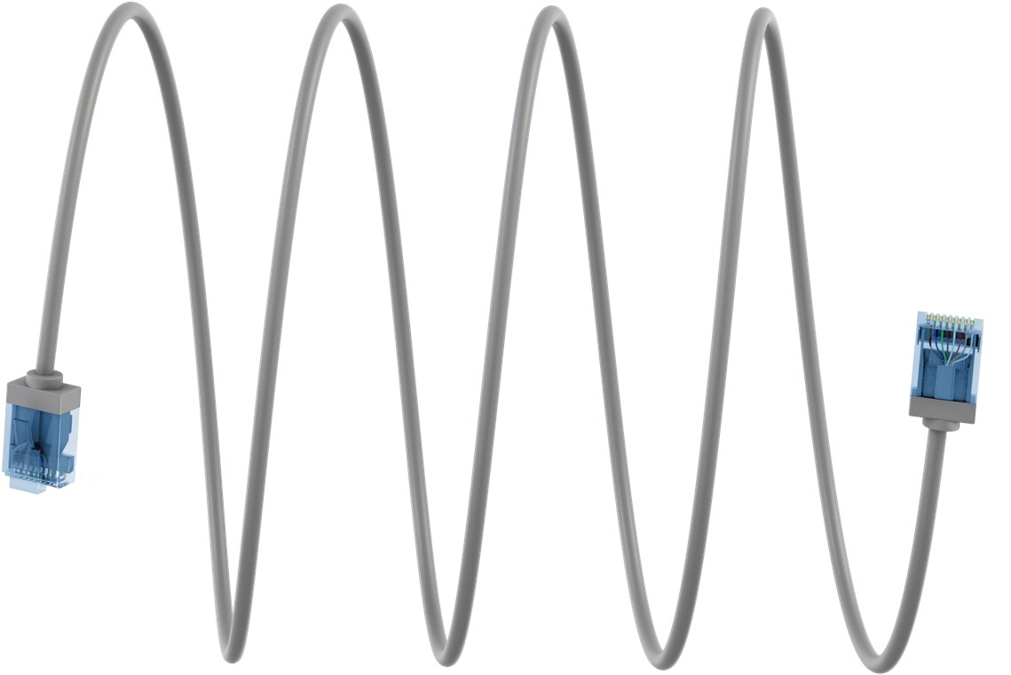 Ultra-elastyczny CAT 6A kabel krosowy, slim, U/UTP, szary - Długość kabla 0.5 m