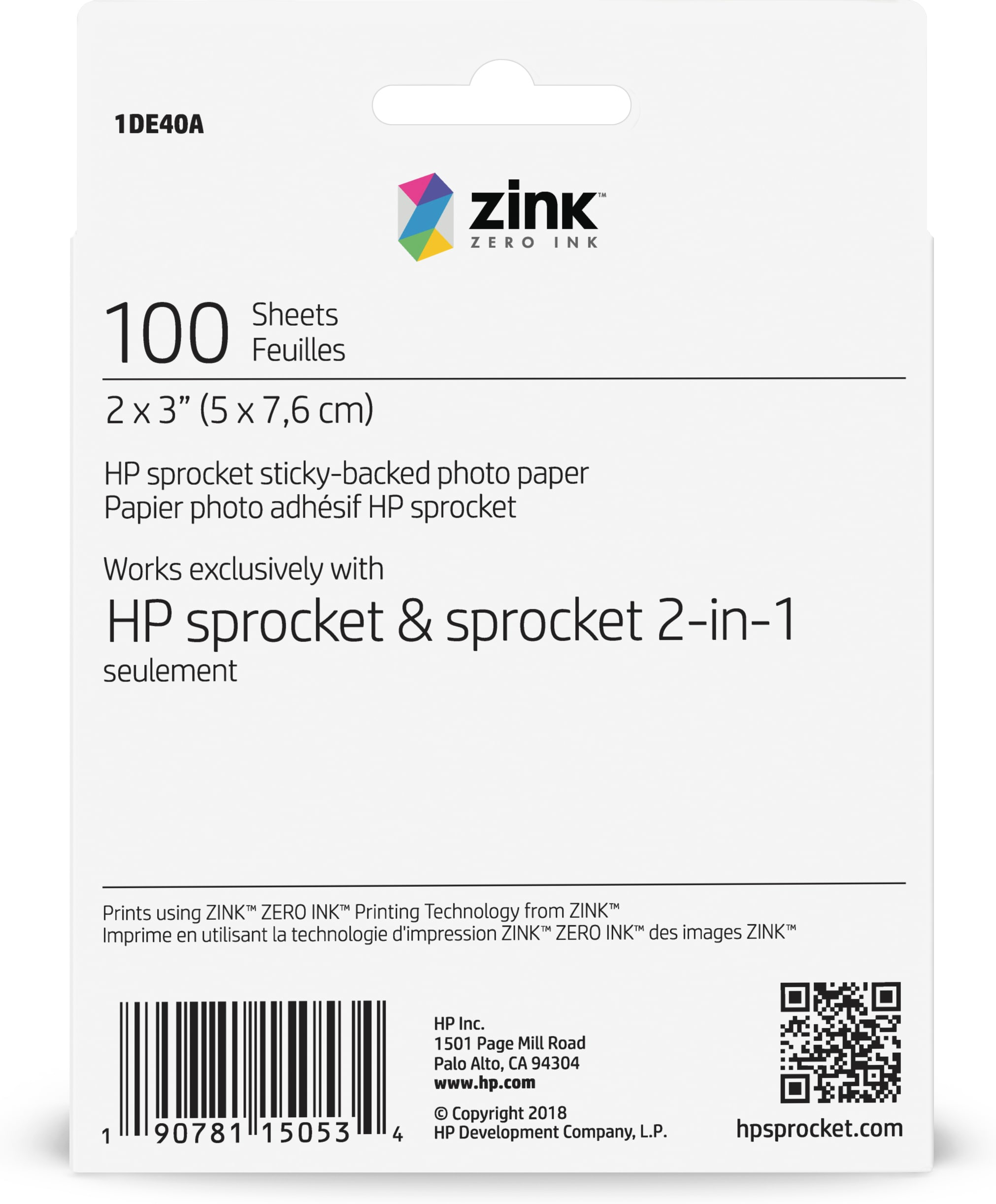 HP Wkład / Wkłady / Film / Papier Do HP Sprocket 2in1 - 100 Szt. – Idealne do błyskawicznych zdjęć