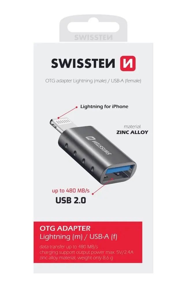 Adapter USB Sourcing Swissten OTG – Łatwe połączenie Lightning i USB-A