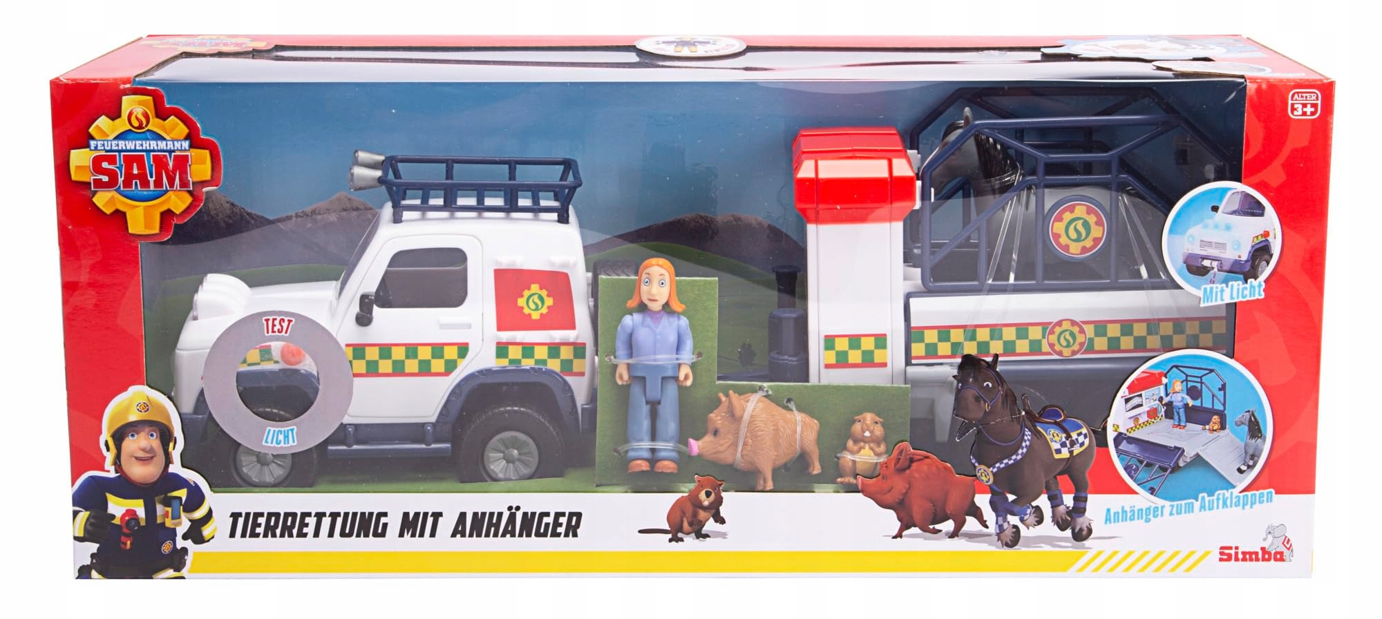 Simba Fireman Sam Animal Rescue z przyczepą – Emocjonujące misje ratownicze