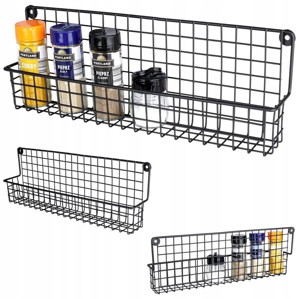 Półka ścienna na przyprawy metalowa czarna loft 39,5x6,5x14cm – Idealne rozwiązanie do Twojej kuchni