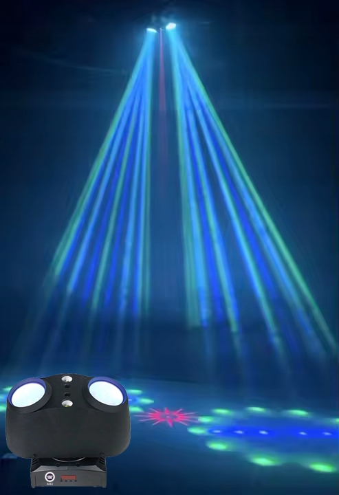 Dynamiczne efekty świetlne: beam RGBW, laser R/G, stroboskop COB