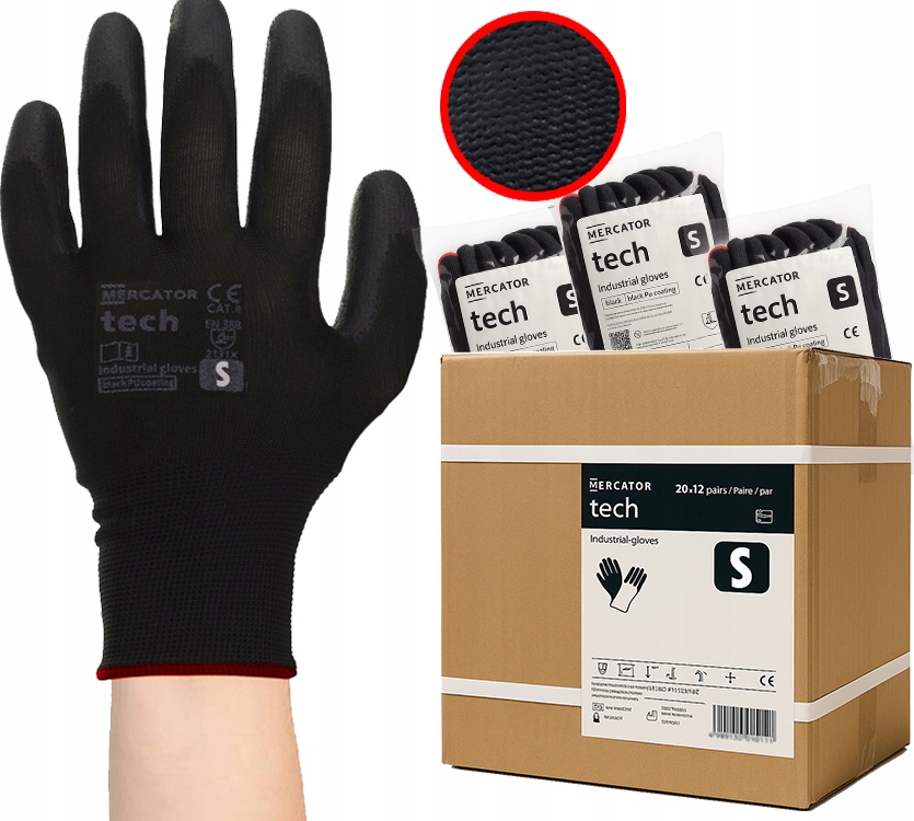 Rękawice Robocze MERCATOR Tech Black+Black PU – Wysoka jakość dla profesjonalistów