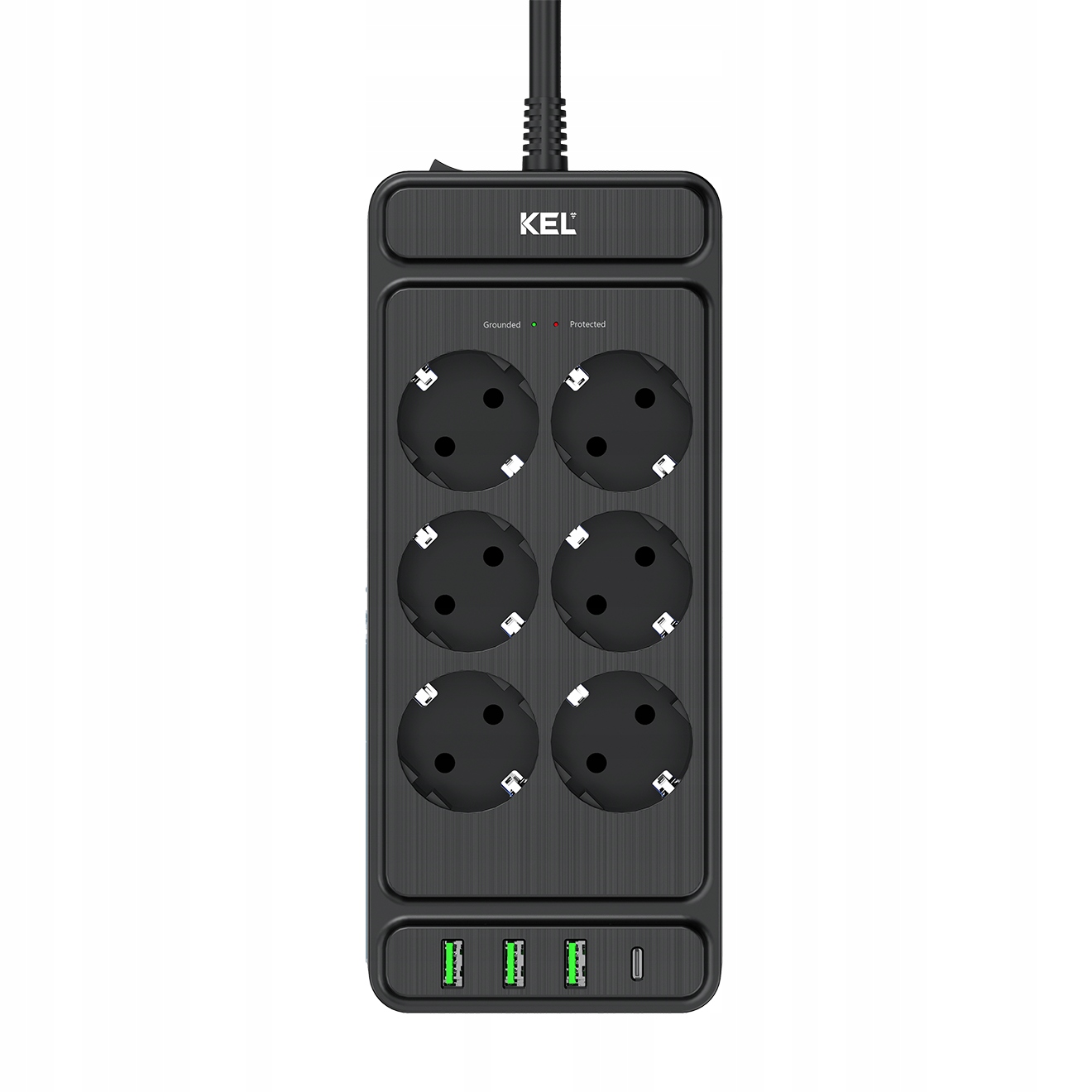 Funkcjonalność sześciu gniazd Schuko i portów USB