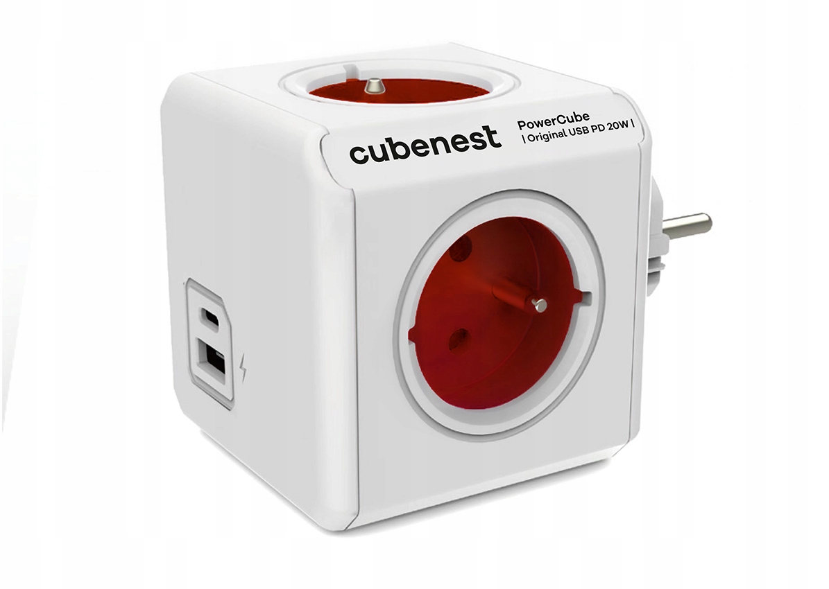 PowerCube Original USB A+C PD 20 W Czerwony – Innowacyjne rozwiązanie do zasilania