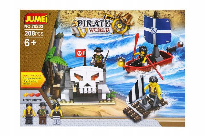 Ciekawe elementy zestawu – łódź, tratwa i figurki piratów