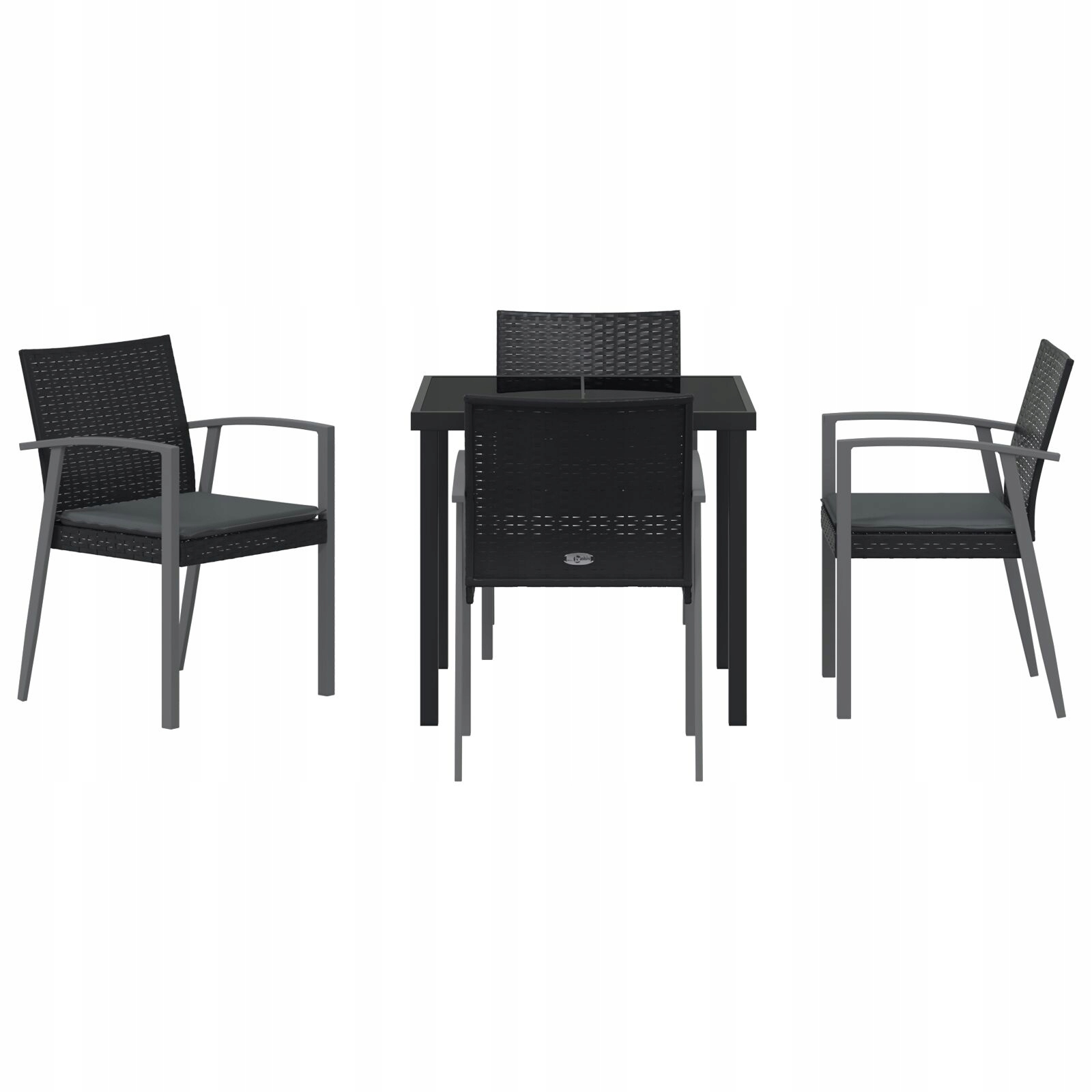 Zestaw do jadalni w ogrodzie 5 pcs Czarny Polirattan Lumarko – Elegancja i komfort na świeżym powietrzu