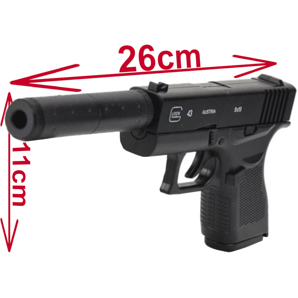 GLOCK 43 Pistolet Metalowy Na Kulki 6mm z Tłumnikiem TOMDORIX