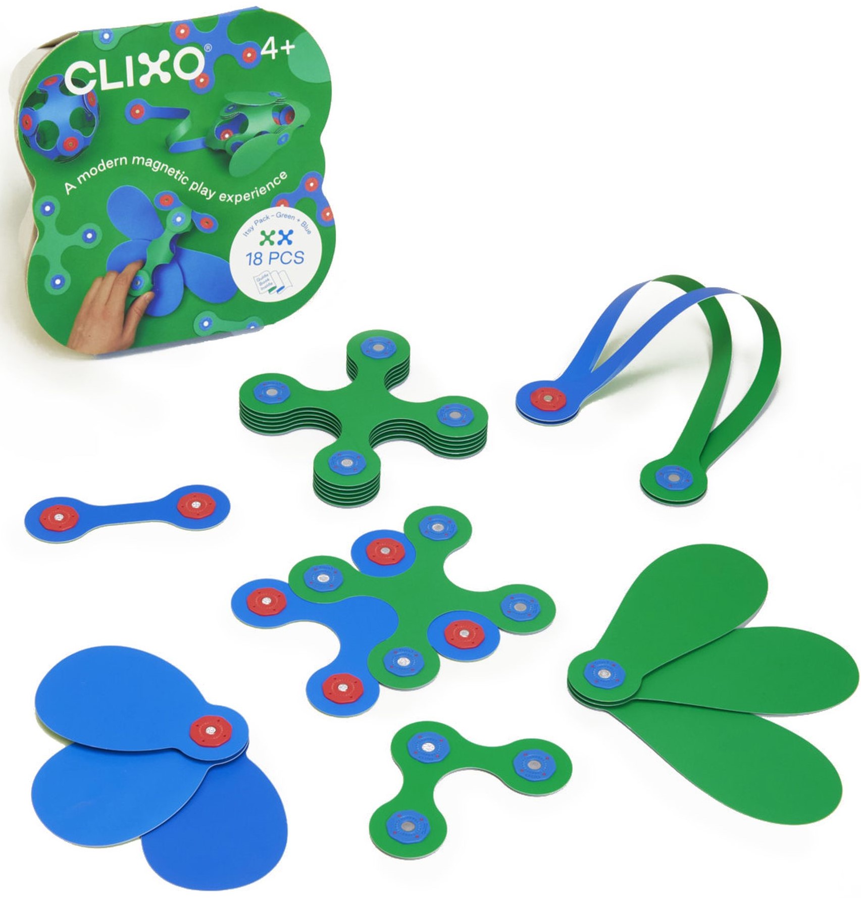 CLICFORMERS CLIXO Zestaw 18el zielono-niebieski – Kreatywna zabawa dla dzieci