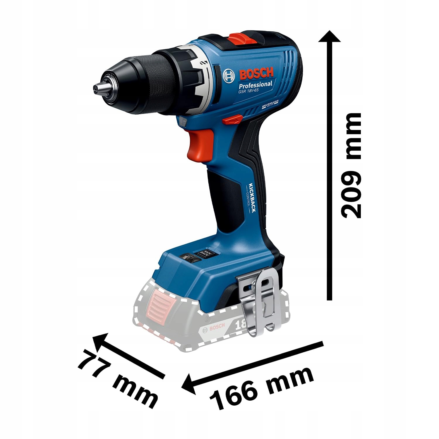 Kompaktowy design z głowicą o długości 166 mm