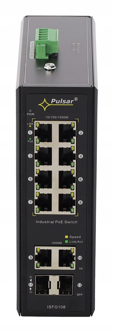 12-portowy design z 8 portami PoE 802.3af/at