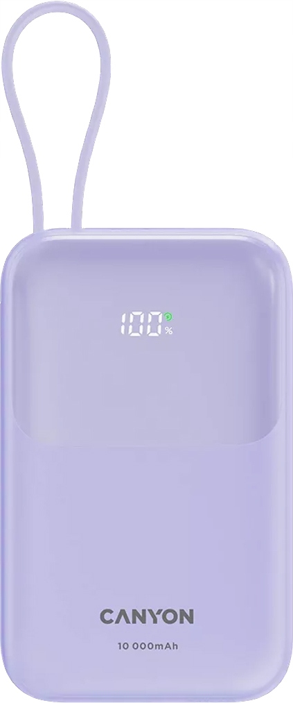 CANYON power bank OnPower 101 z kablem 10000 mAh PD22.5W Fioletowy – Niezawodne źródło energii