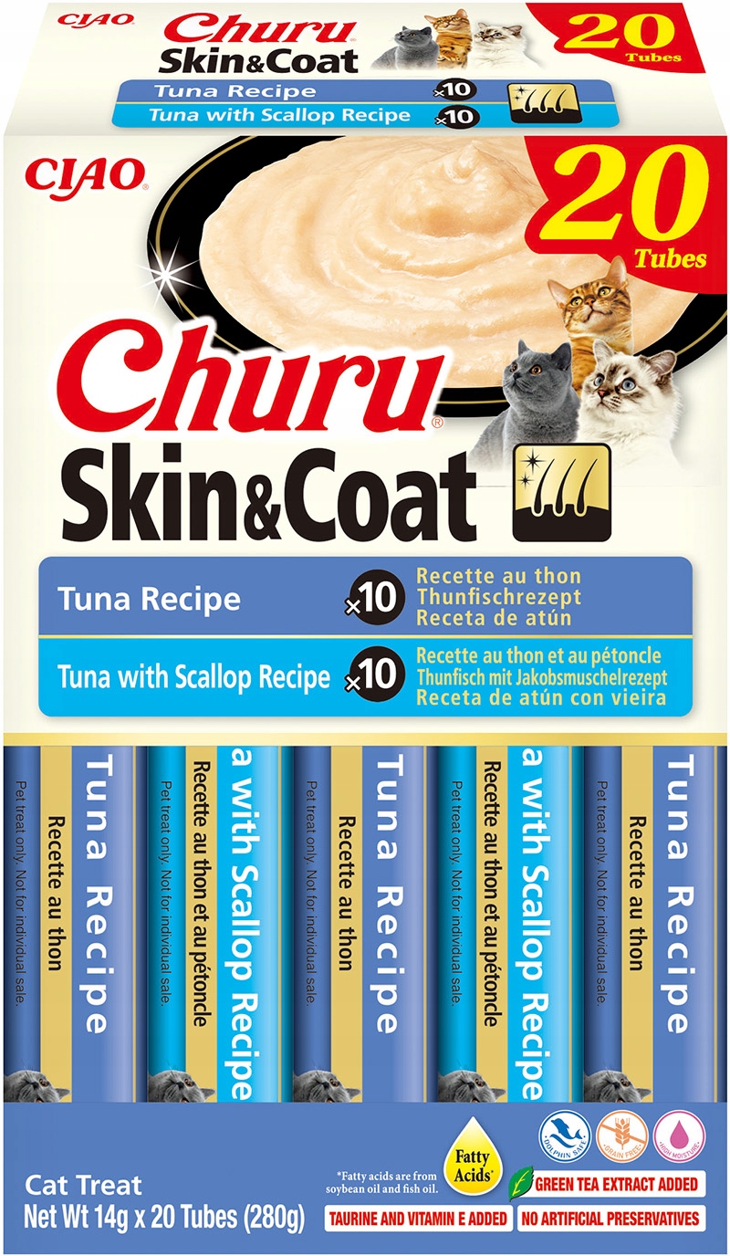INABA CAT CHURU SKIN & COAT TUNA – Kremowy przysmak dla kota