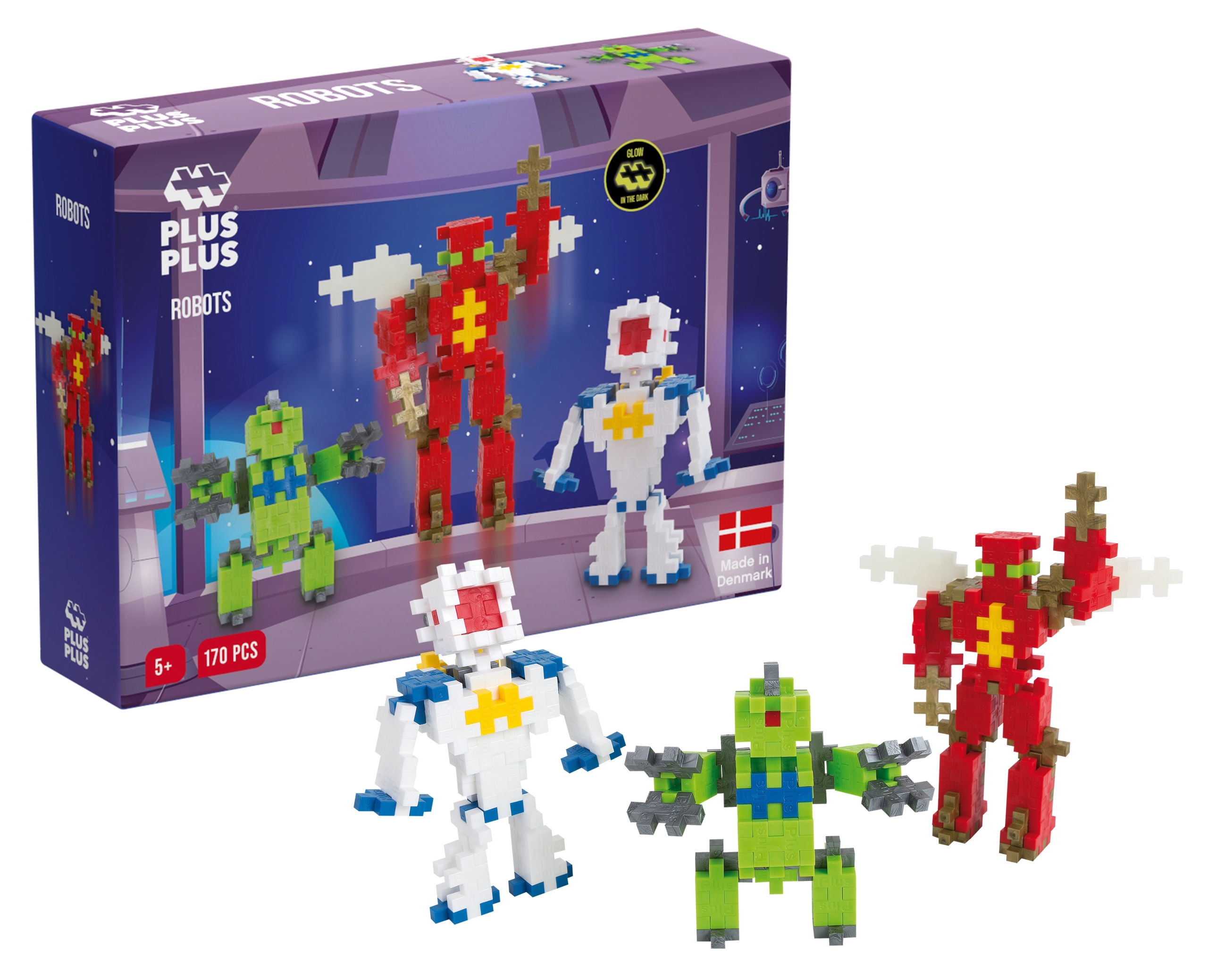 Plus Plus PLUS-PLUS BASIC ZESTAW Z ROBOTAMI - 170 ELEMENTÓW – Kreatywna zabawa dla dzieci