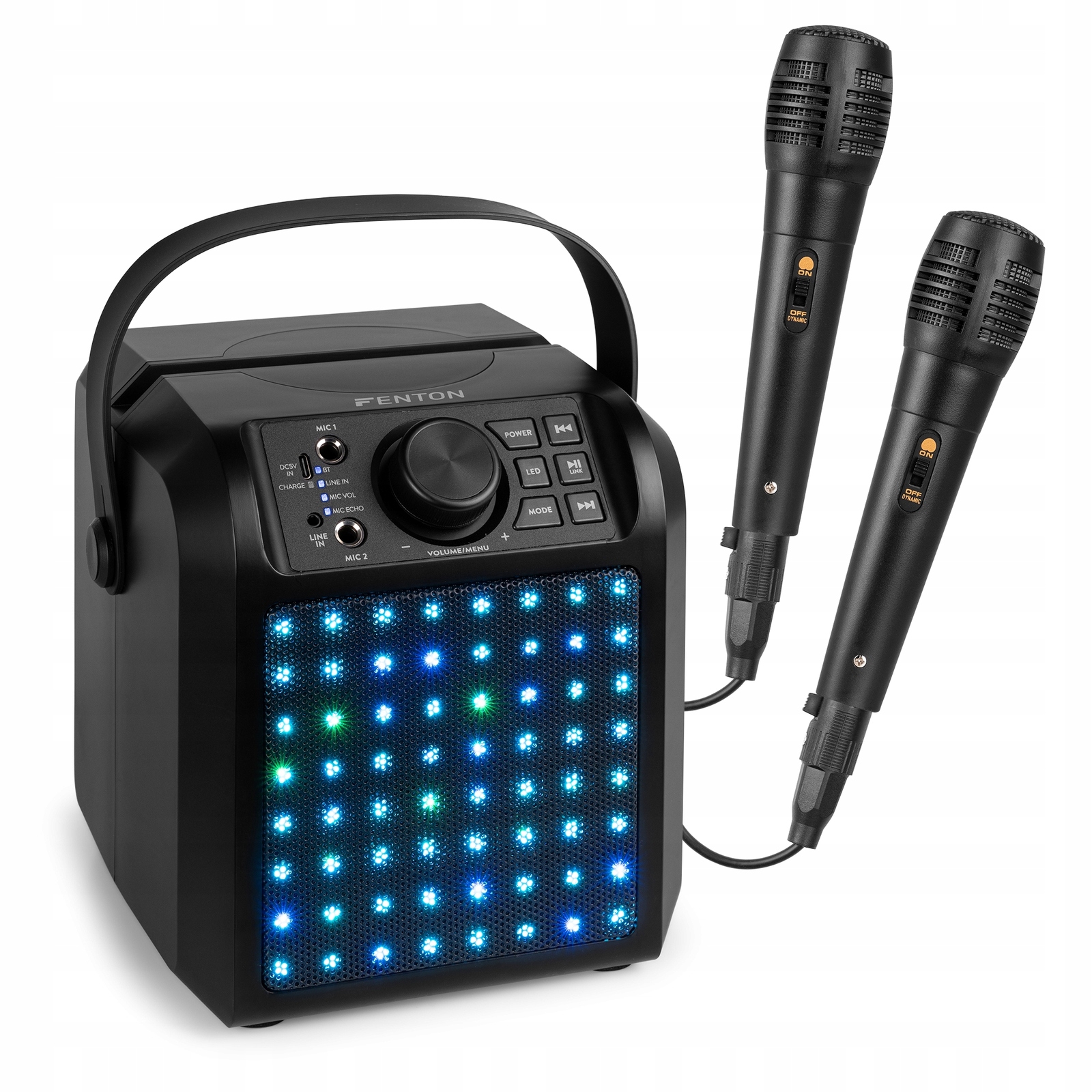 Głośnik Karaoke LED 2x mikrofon KAR50B Fenton – Idealny zestaw do zabawy