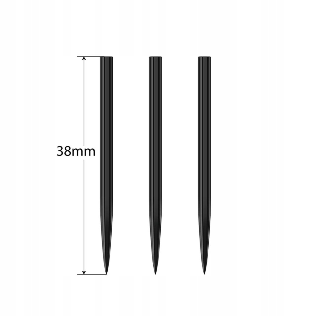 Końcówki do rzutek Harrows Steeltip Points Black 38 mm – Idealne do tarcz sizalowych i papierowych