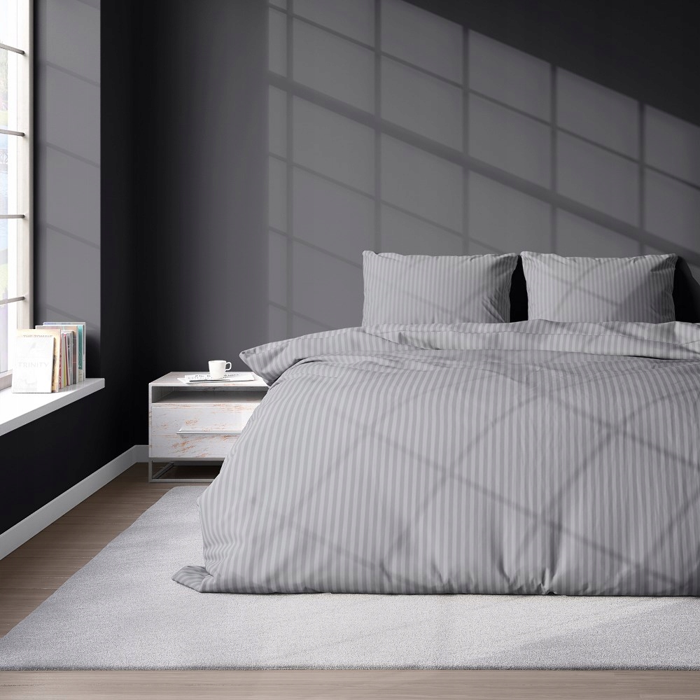 Pościel satyna szara 180/ Pure Detexpol – Elegancja i komfort w Twojej sypialni