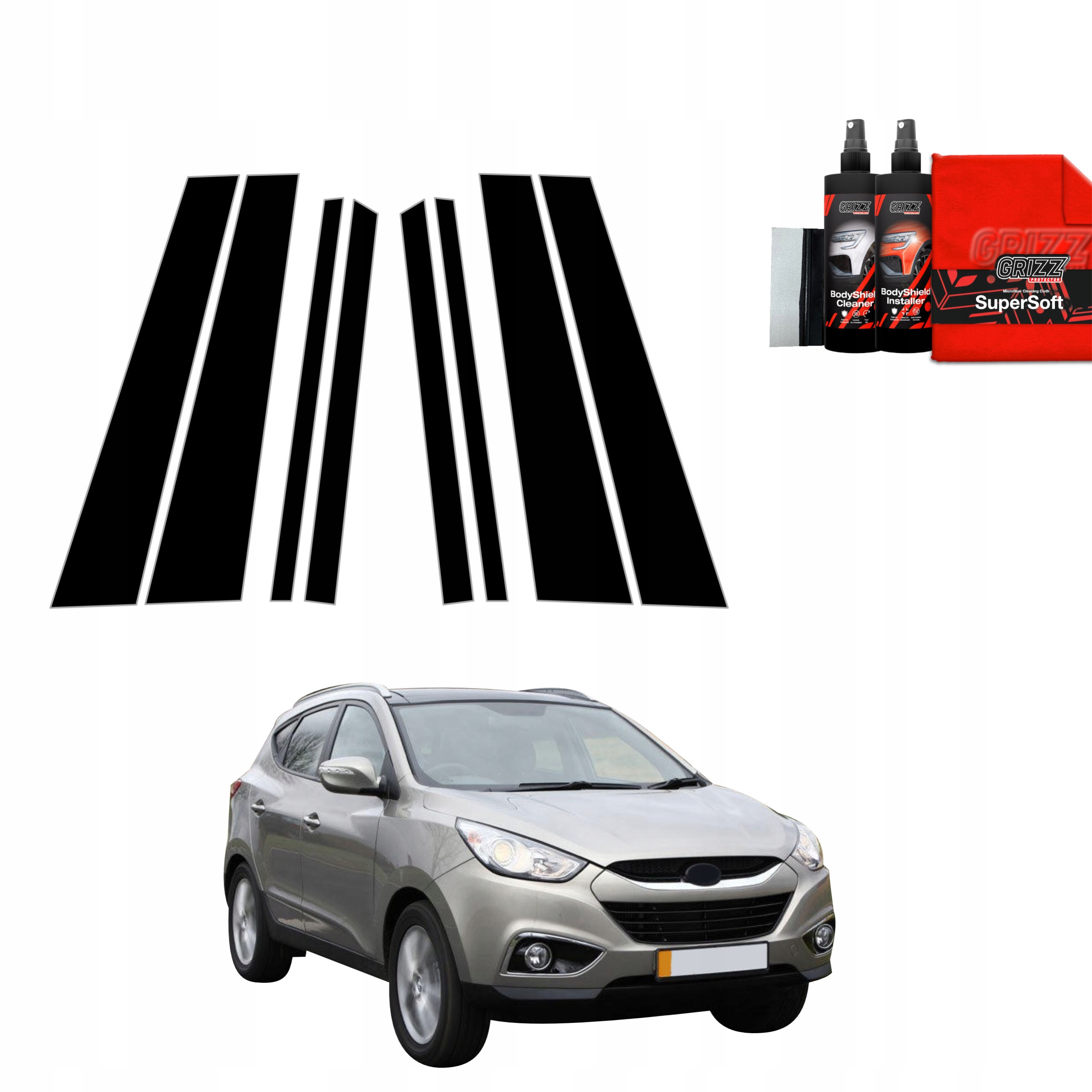 Czarna folia ochronna BodyShield Black na słupki do Hyundai ix35 (2009-2013) – Ochrona i styl