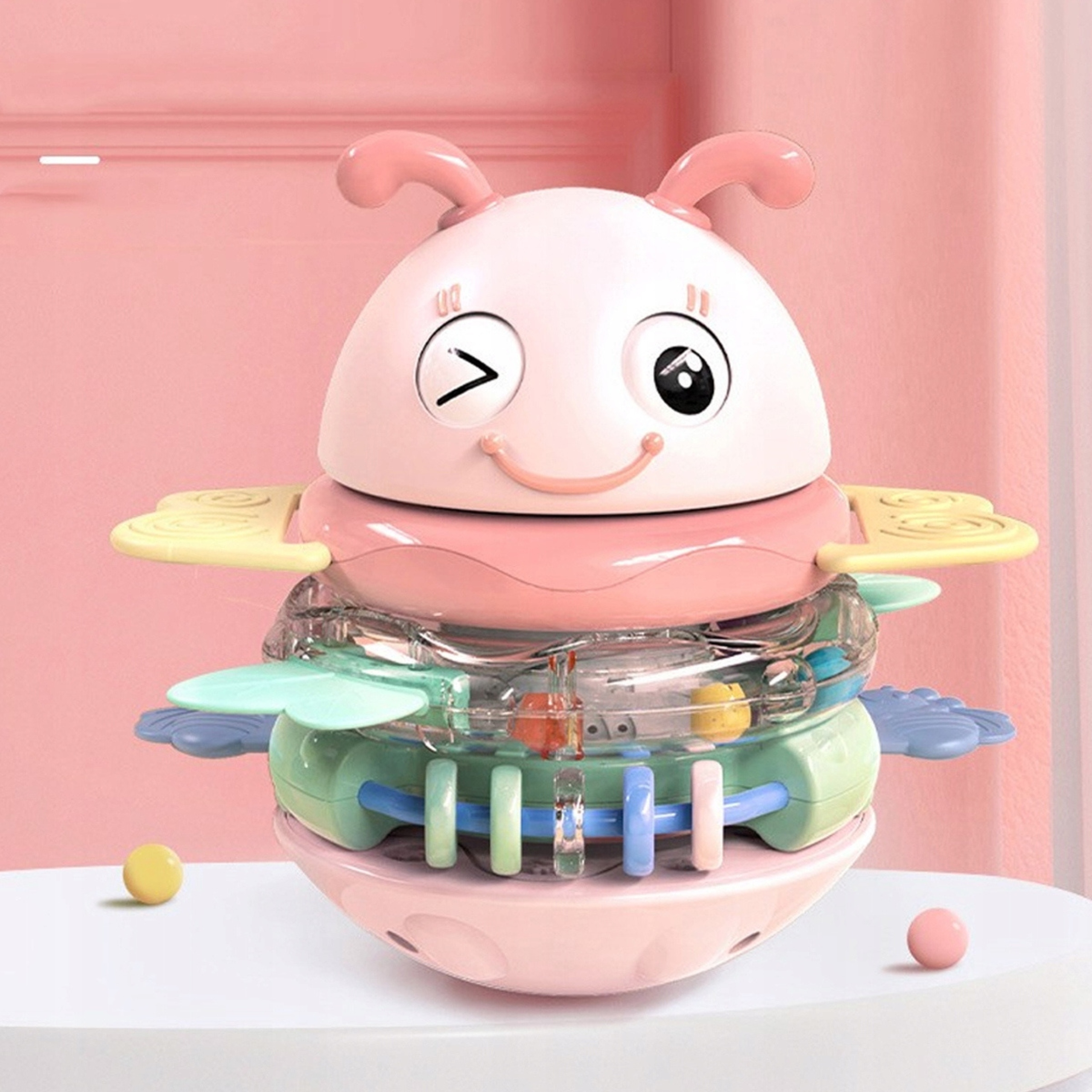WOOPIE Baby Wańka Wstańka – Różowa Zabawka Sensoryczna 2w1
